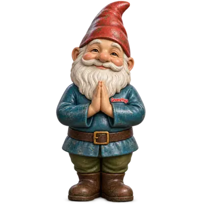 A gnome in a calm namaste