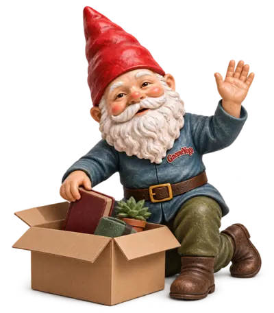 A gnome packing a box